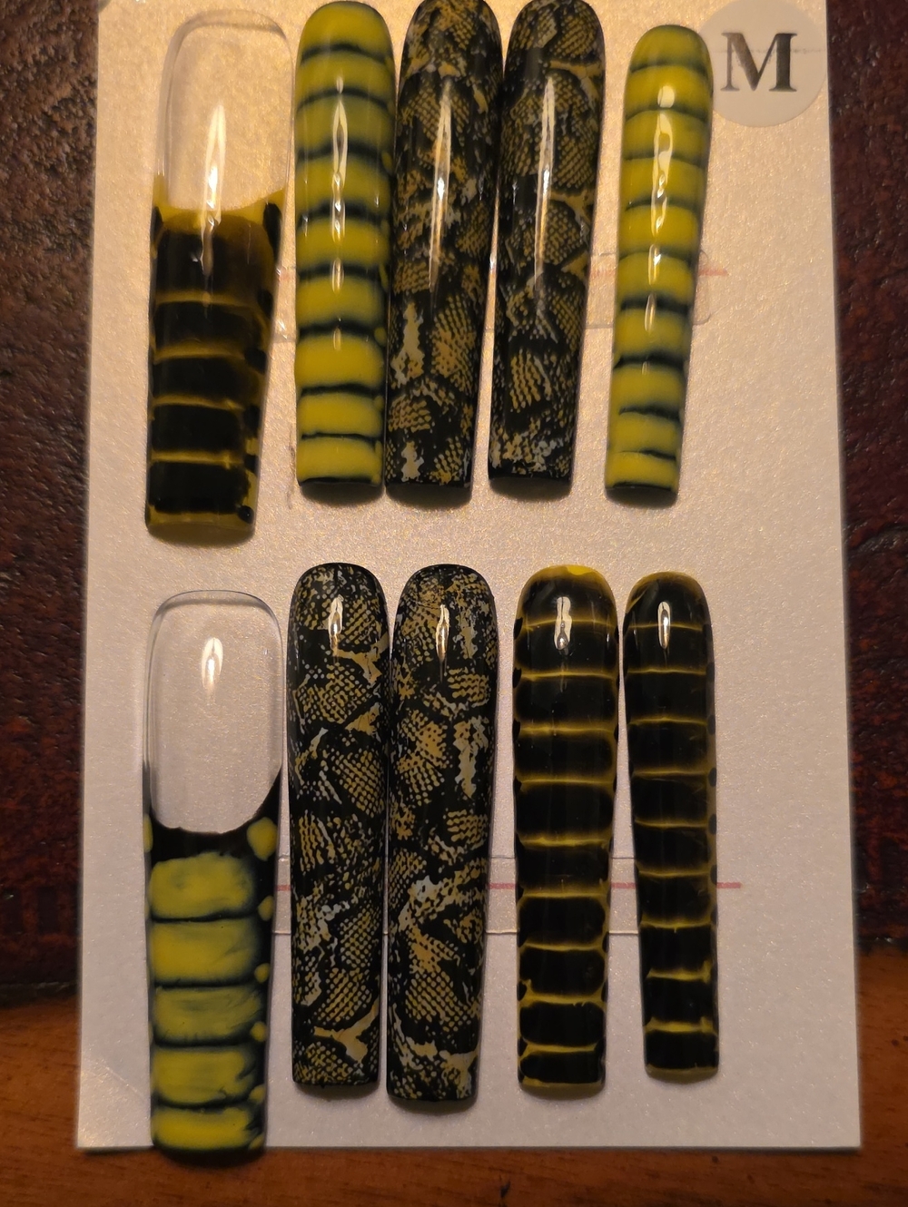 Yellow and Black Reptile-Pattern Nail Tips - Pets Reptile Accessory Size Med